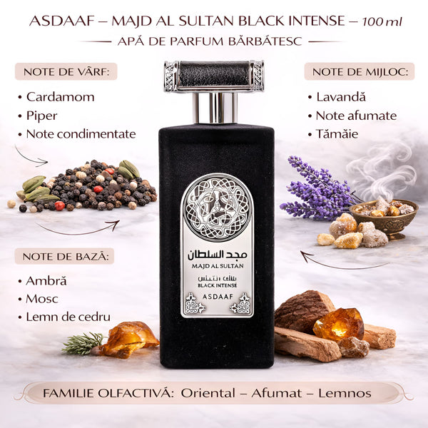 Asdaaf Majd Al Sultan Black Intense 100 ml, Apă de parfum barbatesc b
