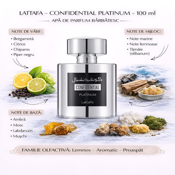 Lattafa CONFIDENTIAL PLATINUM 100 ml, Apă de parfum barbatesc b