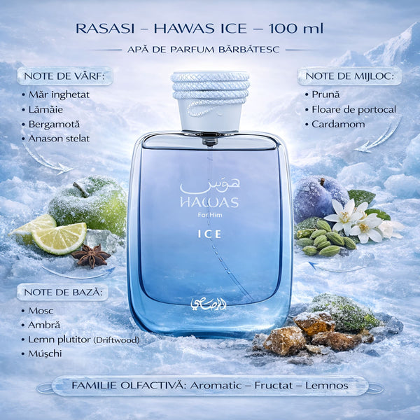 Rasasi Hawas Ice 100 ml, Apă de parfum barbatesc b