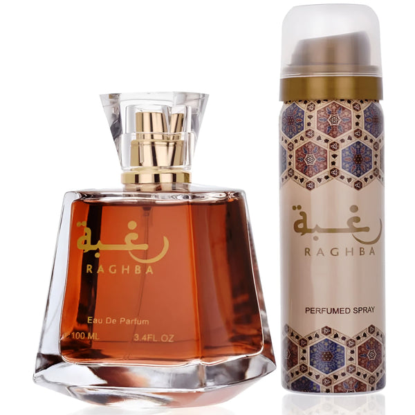 Set Lattafa Raghba 100 ml + Deodorant Spray, Apă de parfum dama b
