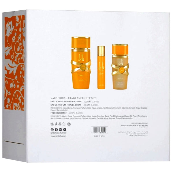 Yara Tous Set Cadou Lattafa, 100 ml - 50 ml - 12 ml d
