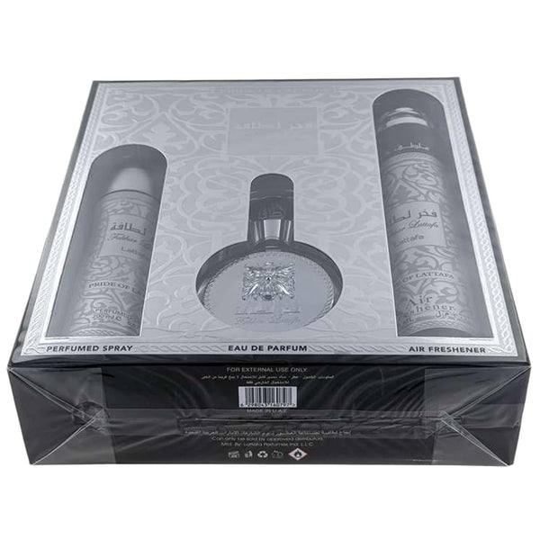 Set Cadou Lattafa Fakhar Man – EDP 100 ml + Spray + Air Freshener
