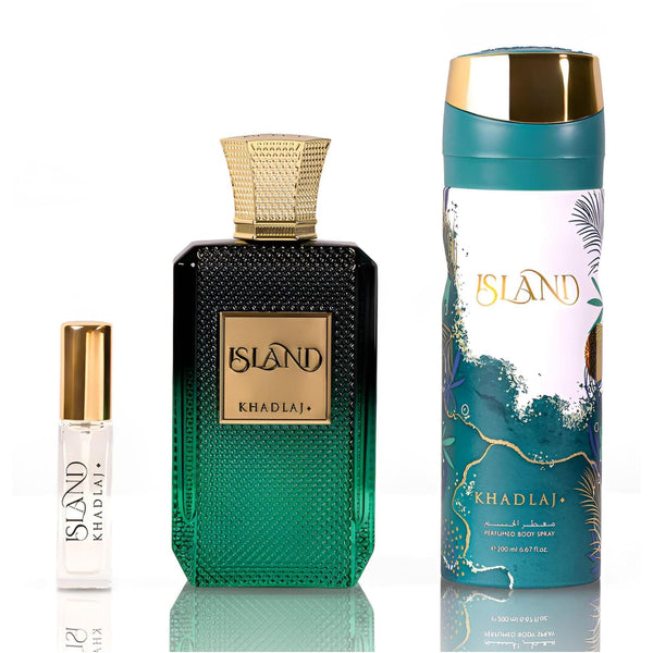 Set Khadlaj Island Extract Parfum 100ml+Body Spray 200ml+Extract Parfum 10ml
