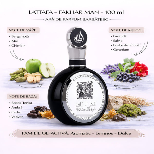 Lattafa FAKHAR Man 100ml, Apă de parfum barbatesc b