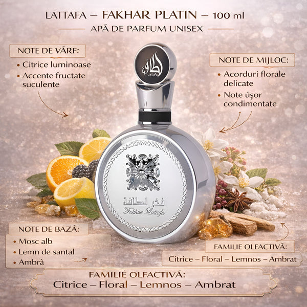 Lattafa Fakhar Platin 100ml, apa de parfum unisex c