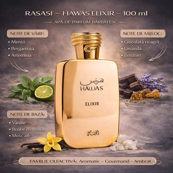 Rasasi Hawas Elixir 100 ml, Apă de parfum barbatesc