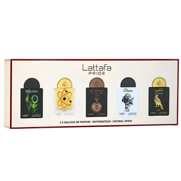 Set Cadou Lattafa Pride 5 x 20 ml, Affection | Tharwah Gold | D'Antiquités | Breeze | Shaheen